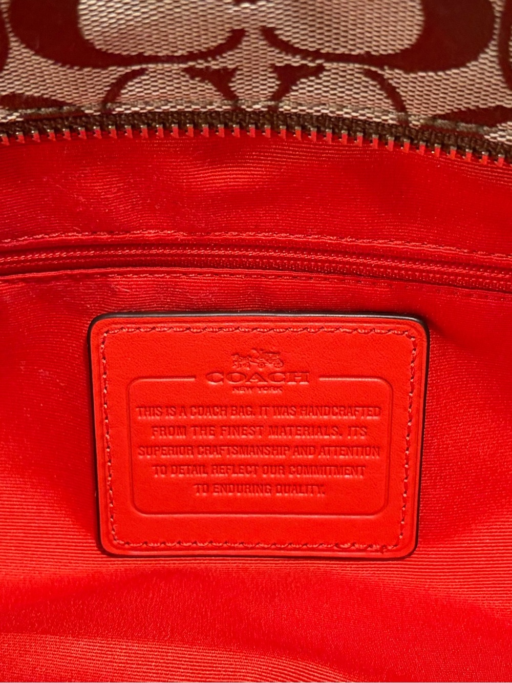 NWT Coach Signature Zip Top Tote Cardinal Red & Khaki - Picture 7 of 12
